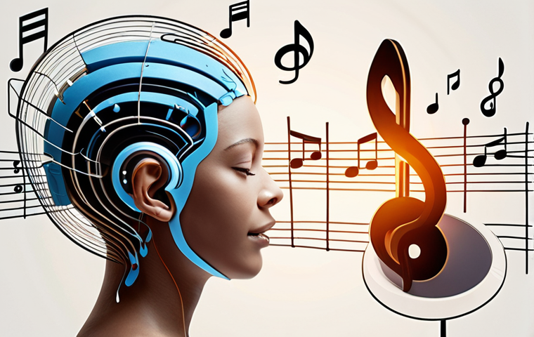 A professional individual, embodying both artistic sensibility and corporate acumen. One side of the image subtly features abstract musical elements like flowing notes or a soft, harmonious light, symbolizing a music therapy background. This seamlessly transitions into the other side, showcasing modern technology interfaces, user experience (UX) design elements, and digital prototypes. The central figure connects these two worlds, conveying deep empathy translating into intuitive design and human-centric innovation. The style should be contemporary, clean, and subtly conceptual, with a focus on blending human connection with technological application.