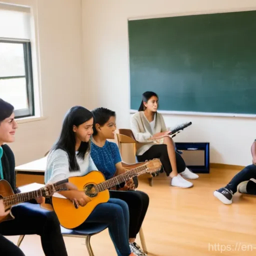 음악테라피사 취업 성공 사례 - **Prompt:** A diverse group of university students, aged late teens to late twenties, sit engaged in...