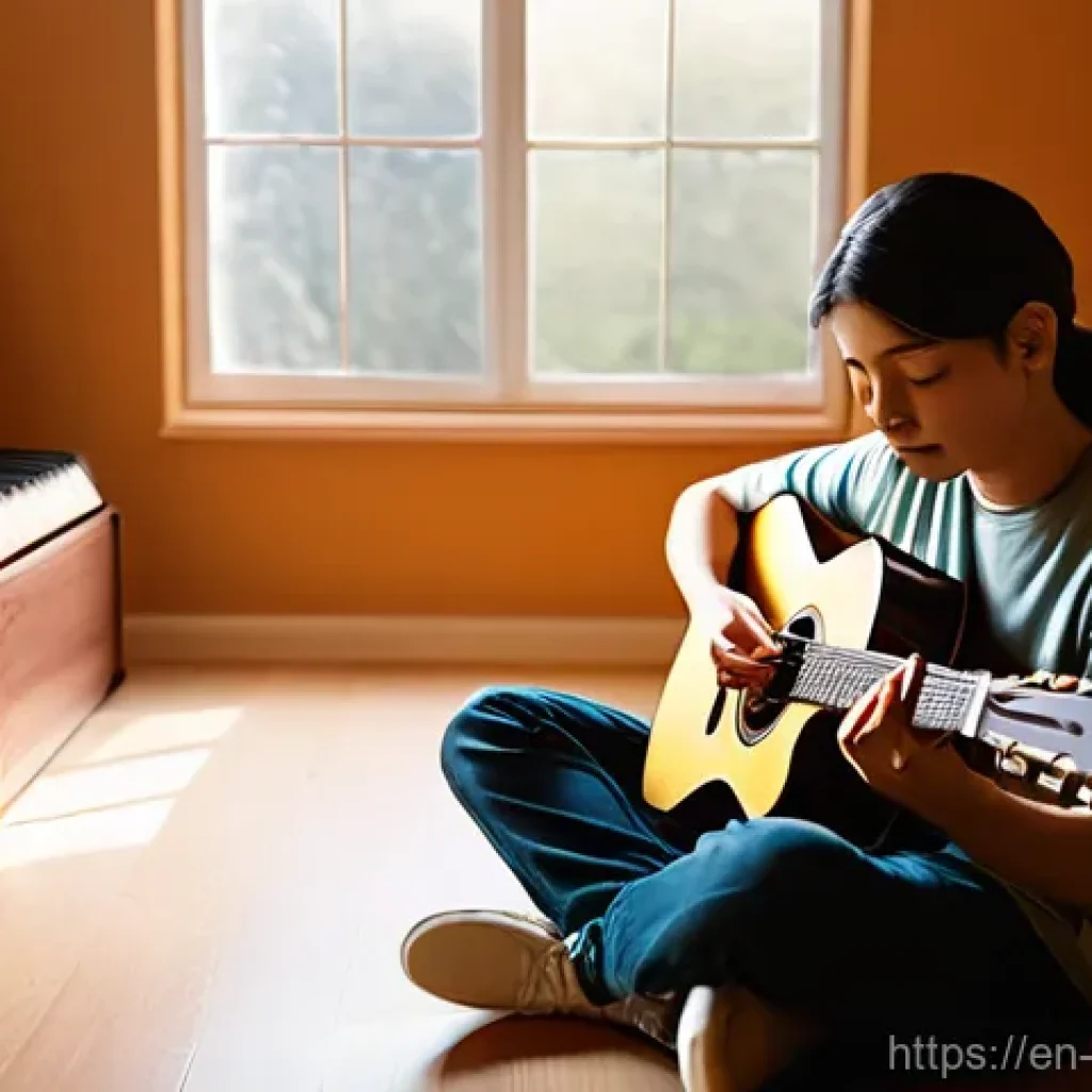 음악테라피사 임상 경험 - **Prompt:** A serene and warmly lit music therapy room. In the foreground, a young adult (mid-20s, g...