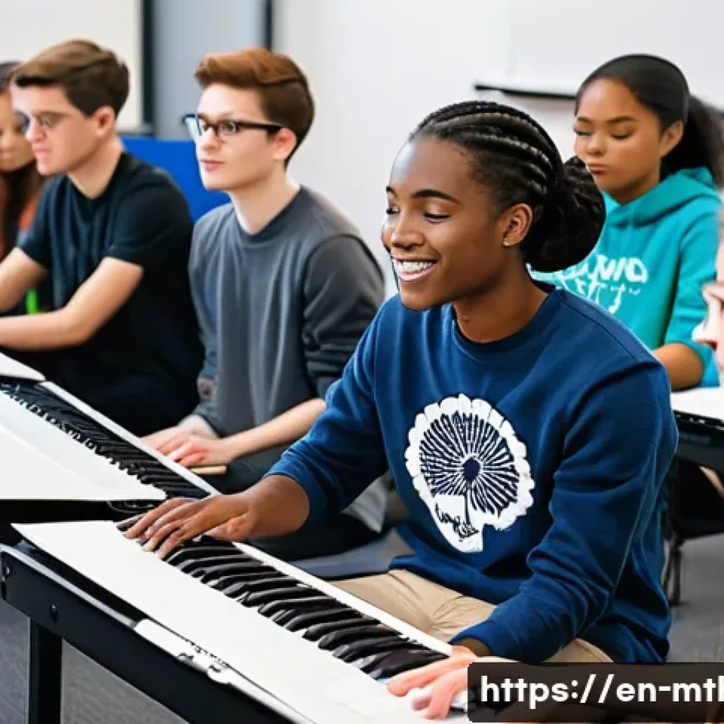 음악테라피사 취업 방법 - A diverse group of young adult music therapy students in a bright, modern university classroom, atte...